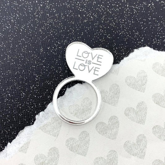 LOVE is LOVE Laser Cut Acrylic Ring Activist 100 Percent of Proceeds go to the LGBT Bar