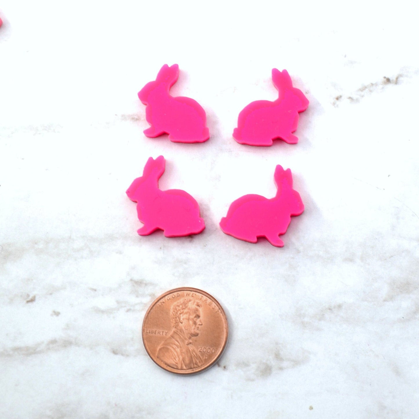 HOT PINK BUNNIES Laser Cut Acrylic Bunny Cabochons Set of 4