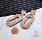 SALE Rose Gold Glitter Oval Drop Dangles in Laser Cut Acrylic Earrings