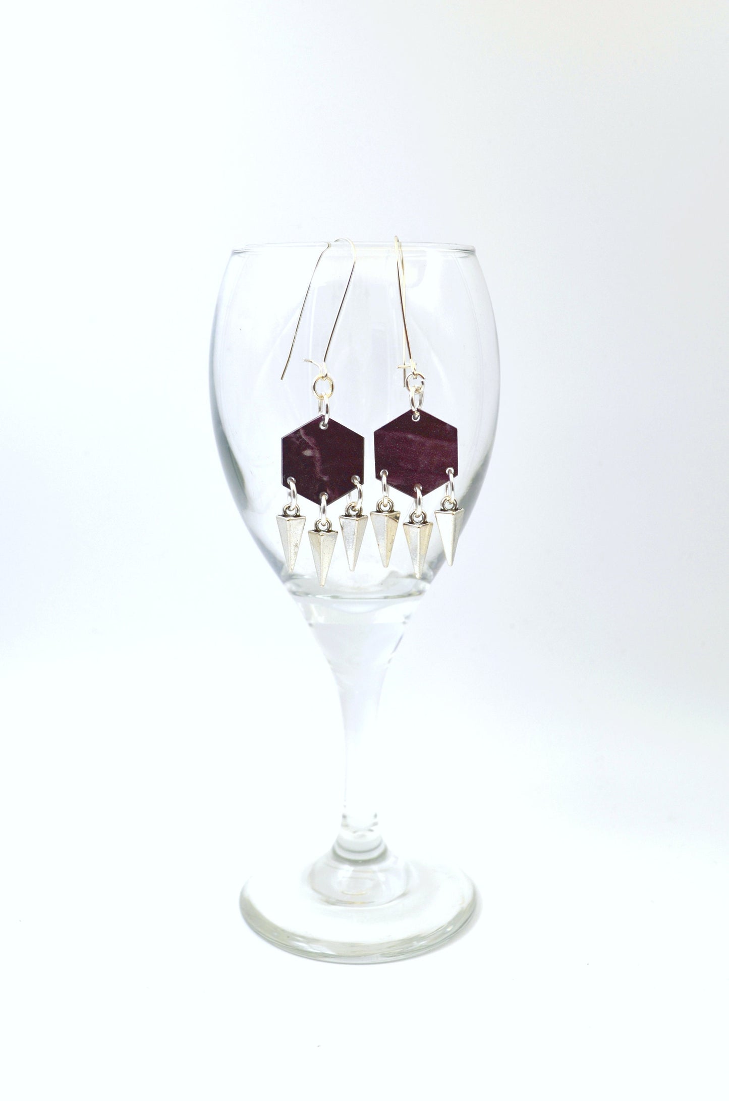 SALE Amethyst Marble Spiked Dangles Laser Cut Acrylic Post Dangle - Geometric Glam Collection