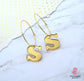 Gold Initial Earrings - Laser Cut Acrylic Hoops - You Choose Your Initial