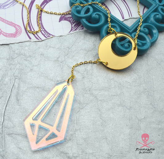 SALE Radiant Prism Laser Cut Acrylic Necklace