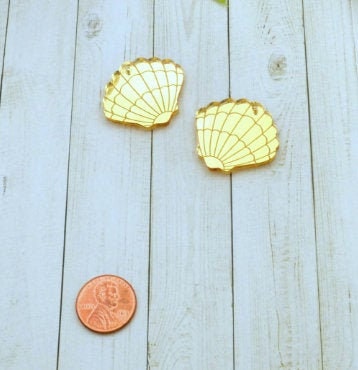 GOLD SEASHELL CHARMS In Mirrored Laser Cut Acrylic