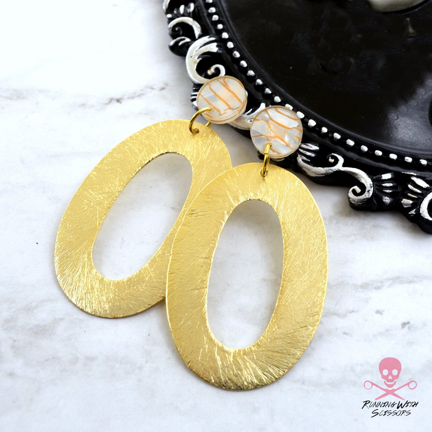 SALE Gilded Gold Hoop Dangle Earrings