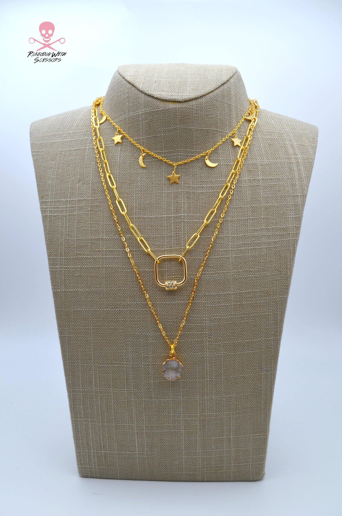 SALE Rose Quartz Celestial Layered Necklace - 2 Piece Layering Necklace