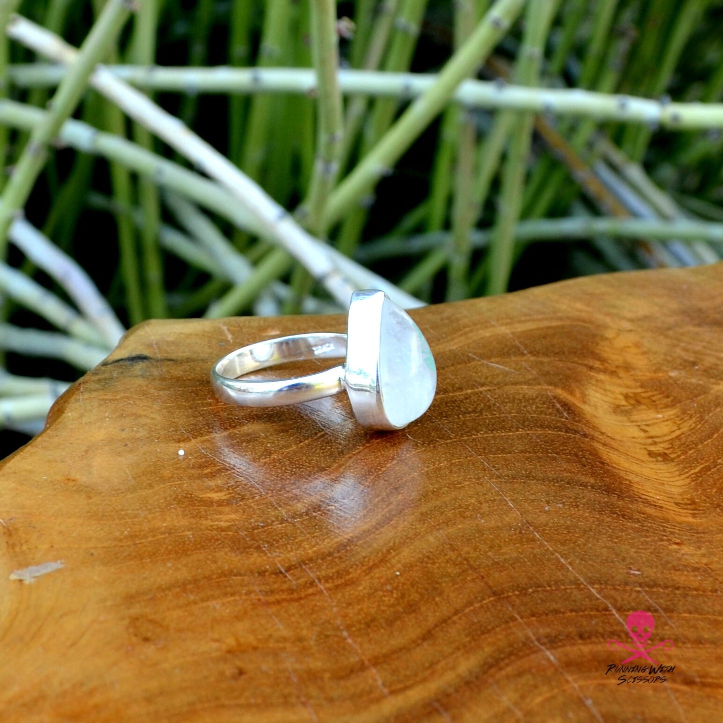 Moonstone Sterling Silver Ring, Size 7, 925, USA Seller, Genuine Stone, Teardrop Shape, Handmade Gemstone Ring