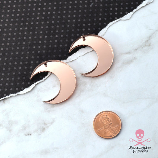 2- ROSE GOLD MOONS - In Rose Gold Mirror Laser Cut Acrylic