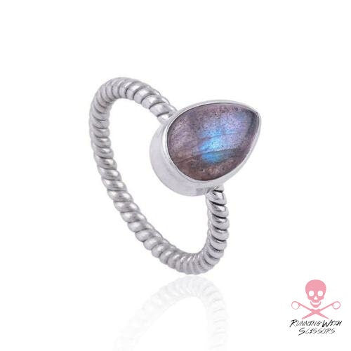 Labradorite Teardrop, Sterling Silver Ring, Size 7.5, 925, USA Seller, Genuine Stone, Teardrop Shape, Handmade Gemstone Ring