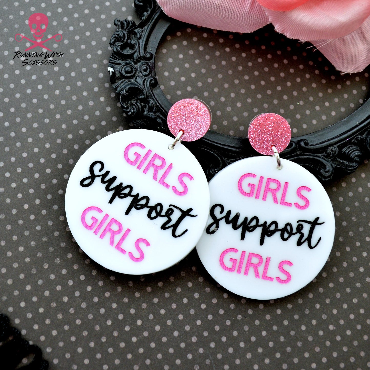 SALE Girls Support Girls - Laser Cut Acrylic Dangle Earrings