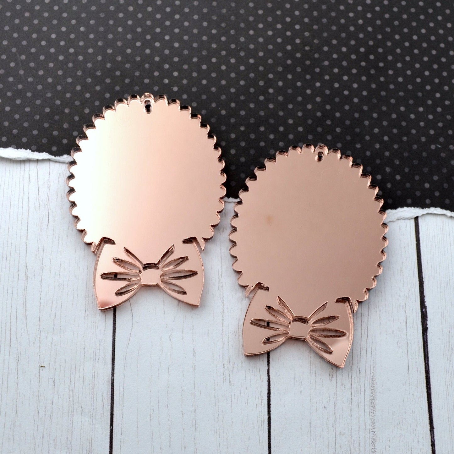 Rose Gold Mirror Bow Cameos 30x40 mm Settings Laser Cut Acrylic