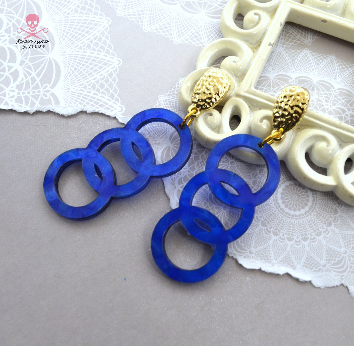 SALE TRIFECTA DANGLES Royal Blue Post Earrings