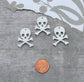 3 SKULL CHARMS Silver Glitter Laser Cut Acrylic