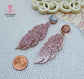 SALE Rose Gold Glitter Feather - Post Top Laser Cut Acrylic Earrings