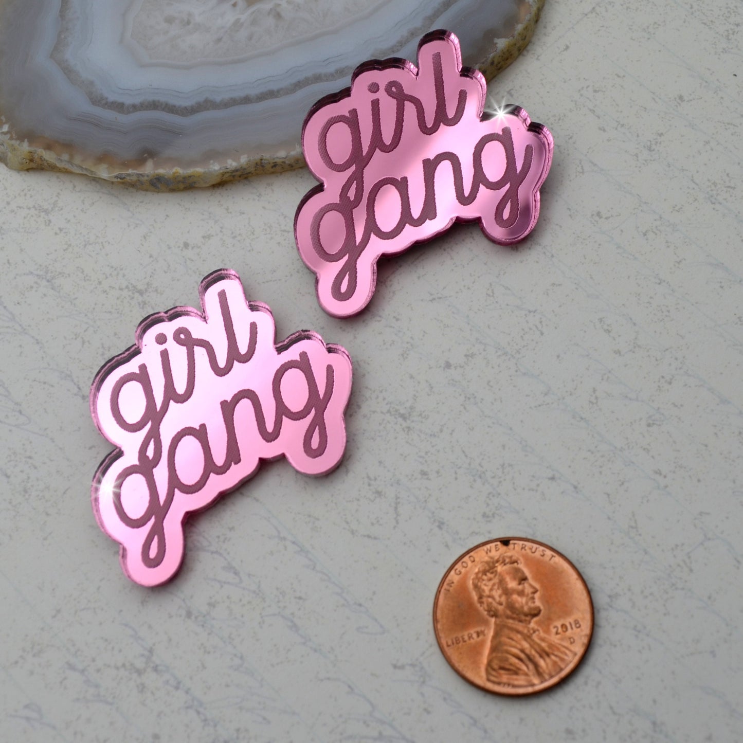 GIRL GANG CABS - Pink Mirror Laser Cut Acrylic - Set of 2