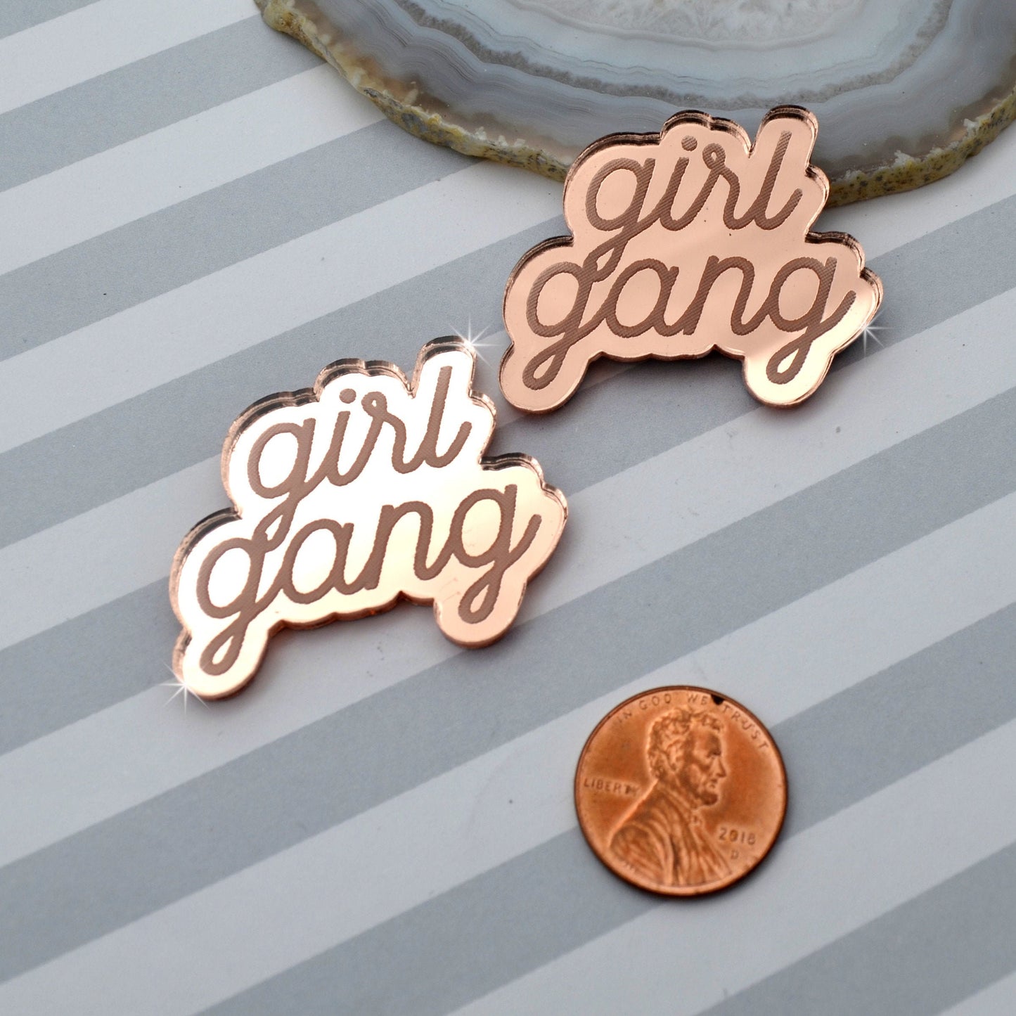GIRL GANG CABS - Rose Gold Mirror Laser Cut Acrylic - Set of 2