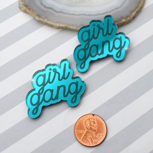 GIRL GANG CABS - Teal Mirror Laser Cut Acrylic - Set of 2