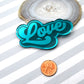 LOVE Teal Mirror Laser Cut Acrylic Cab Word Flatback Cabochon