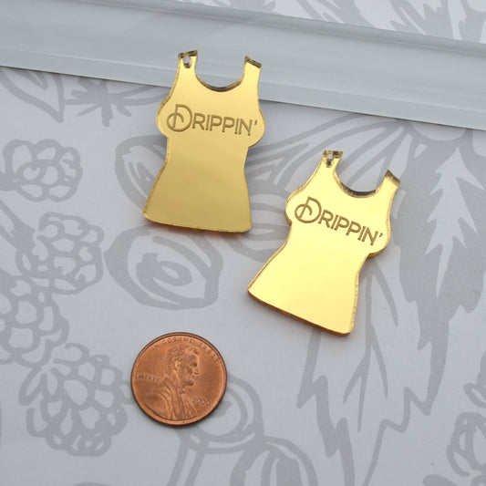 Drippin' - Gold Mirror Charms - flat back - Laser Cut Acrylic