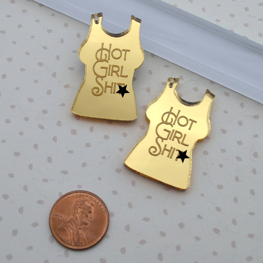 Hot Girl Sh!% MATURE Gold Mirror Charms in Laser Cut Acrylic