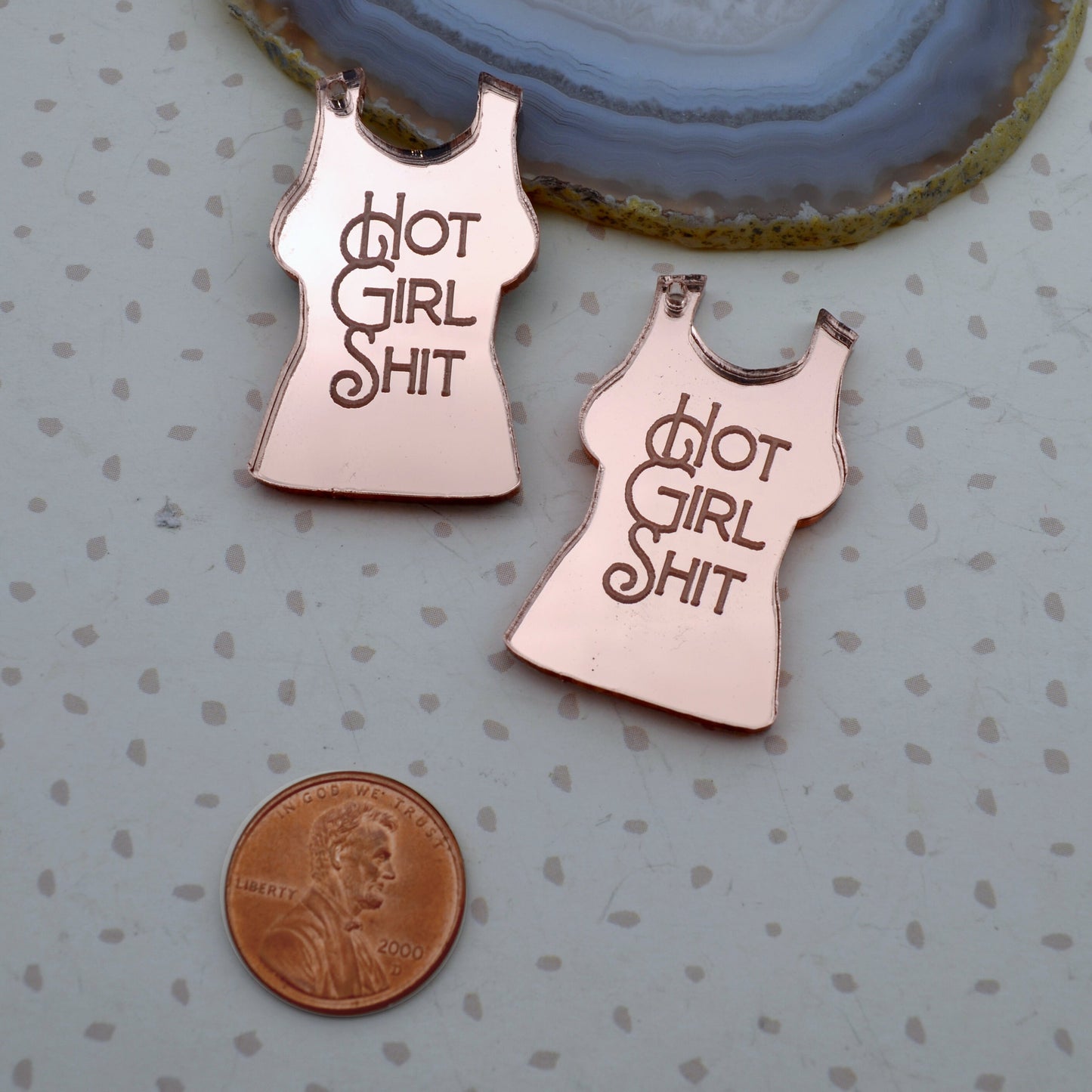Hot Girl Sh!% MATURE Rose Gold Mirror Charms in Laser Cut Acrylic