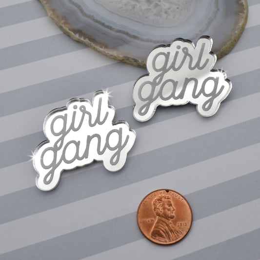 GIRL GANG CABS - Silver Mirror Laser Cut Acrylic - Set of 2