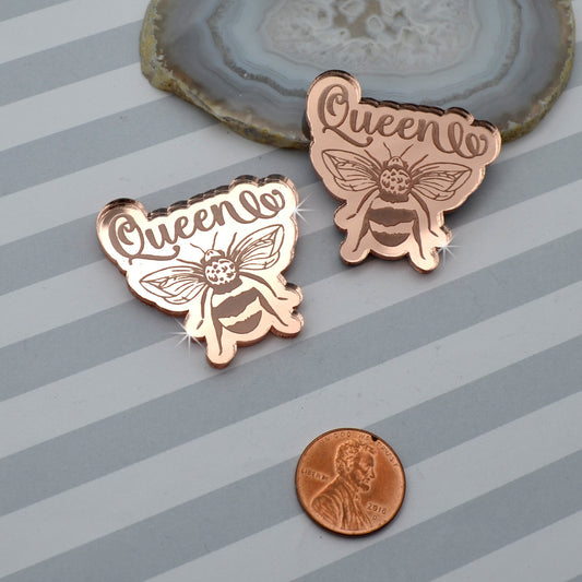 QUEEN BEE CABS Rose Gold Mirror Laser Cut Acrylic Set of 2