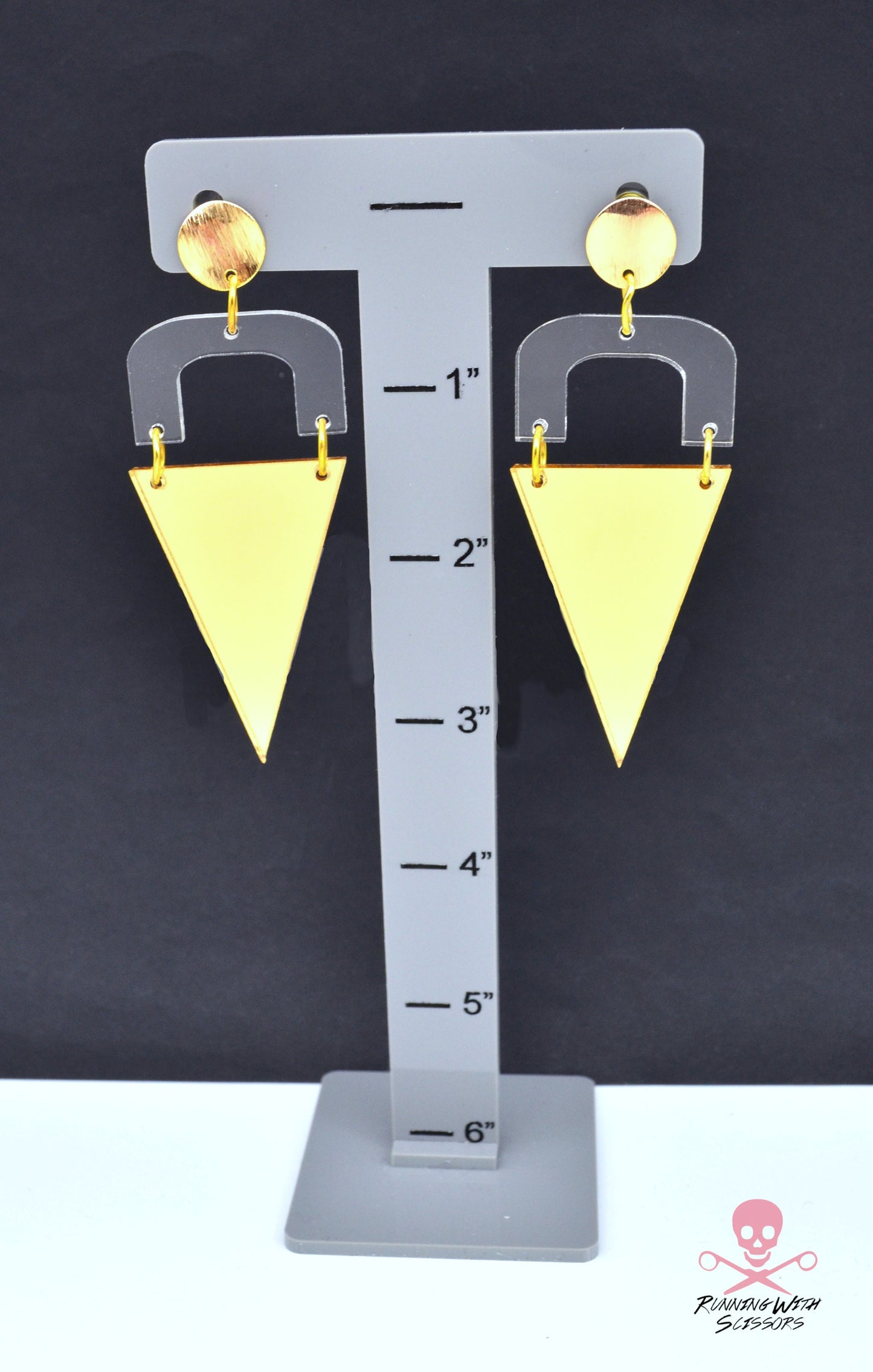 SALE Gold Mirror Pendant Dangles - Laser Cut Acrylic Earrings