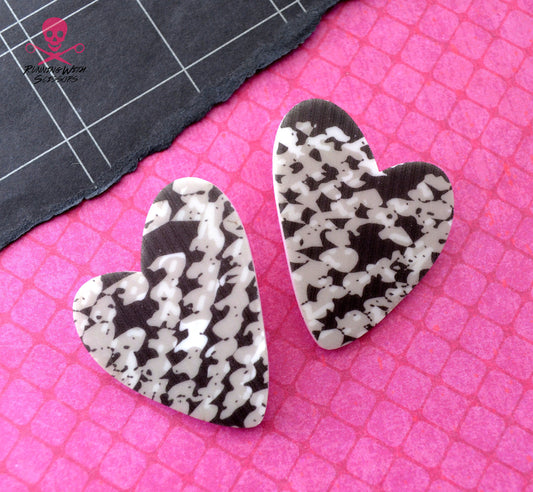 SALE Snakeskin Heart Statement Studs