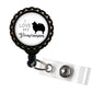 Pomeranian Black Resin Retractable Badge Reel ID Holder