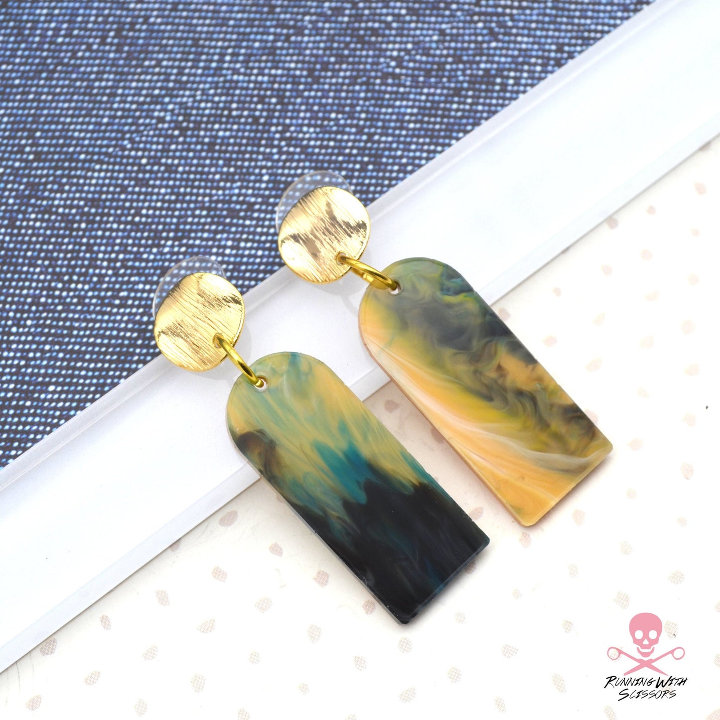 SALE Trendsetter Dangles in Sandy Beach Marbled Acrylic