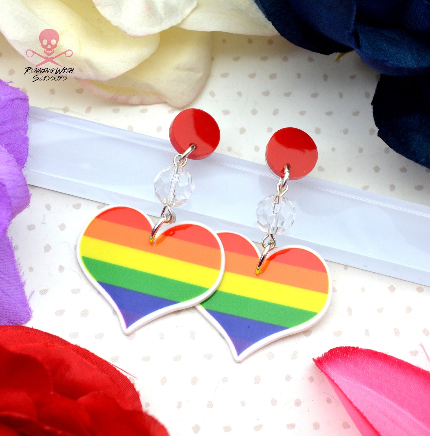 SALE Rainbow Love Dangles - Laser Cut Acrylic Equality Post Top Earrings