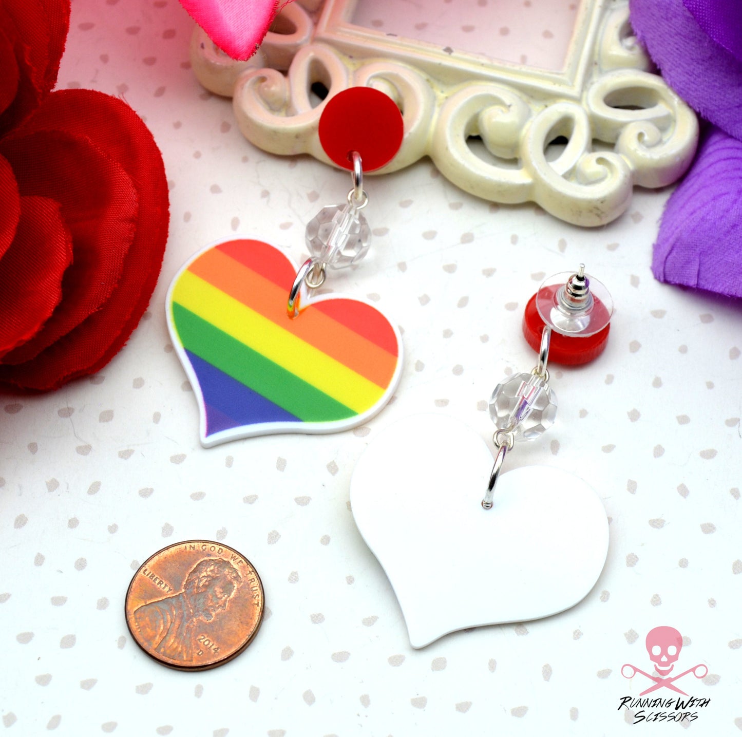 SALE Rainbow Love Dangles - Laser Cut Acrylic Equality Post Top Earrings
