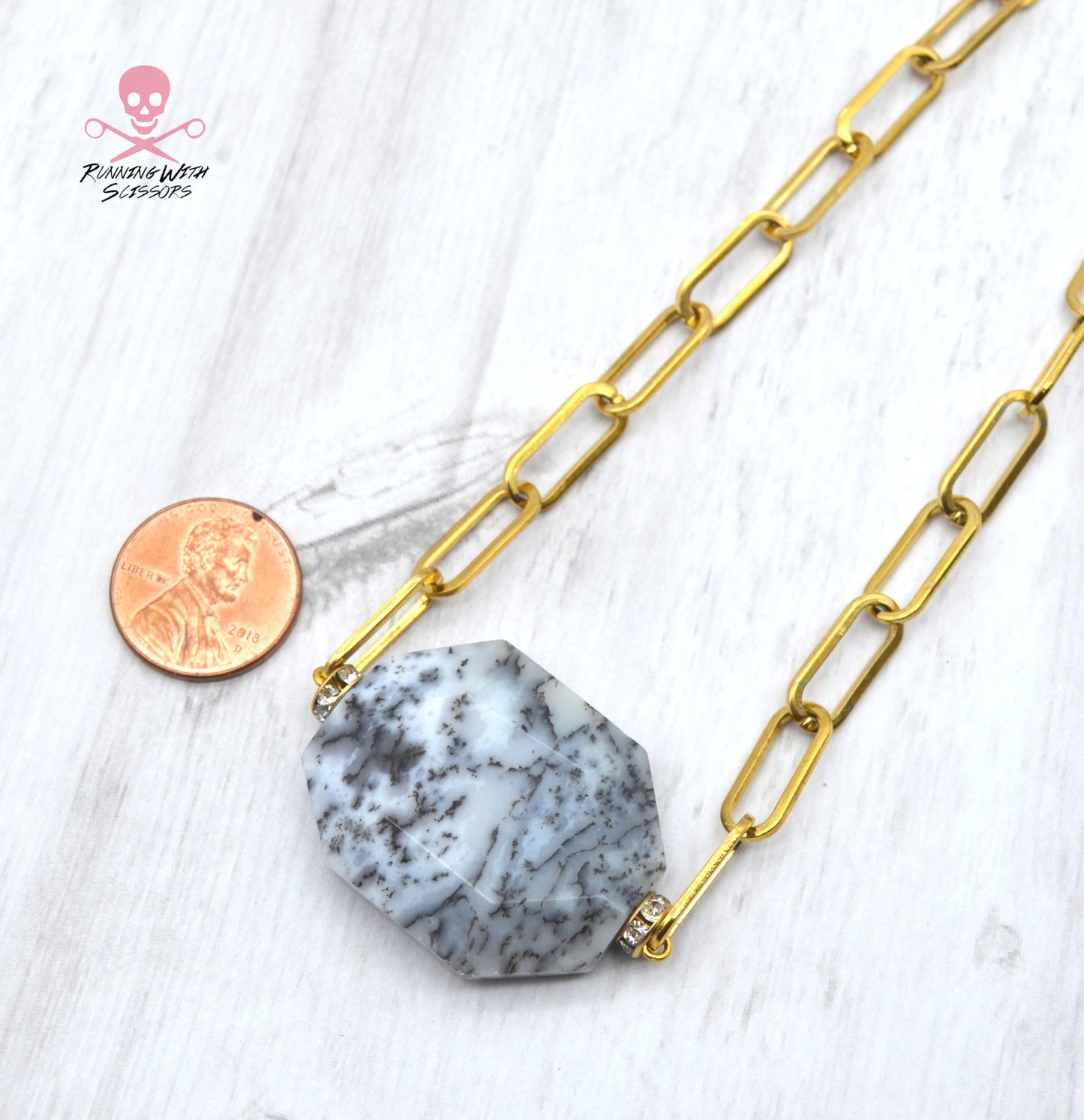 Dendrite Opal Paperclip Necklace