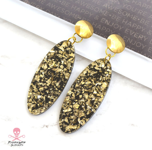 SALE Malibu Dangles in Gold Foil Acrylic