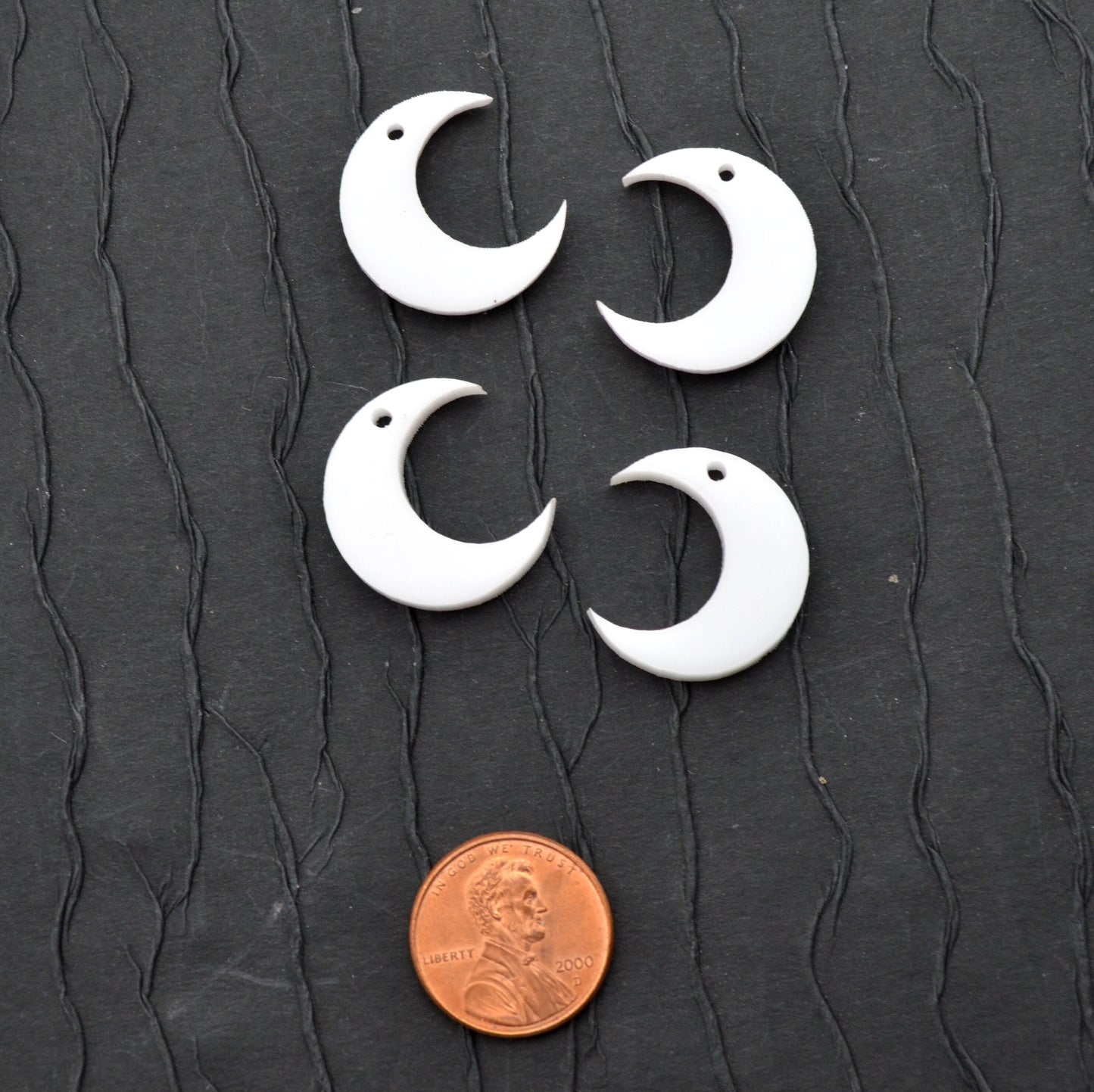 Bright White Moon Charms - 4 Pieces In Laser Cut Acrylic