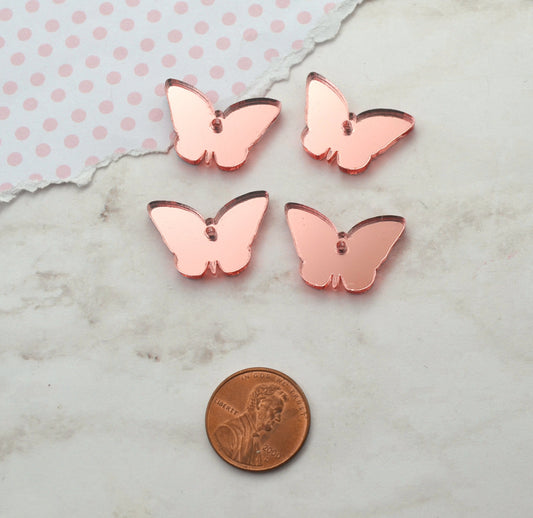 Rose Gold Butterfly Charms -In Mirrored Laser Cut Acrylic