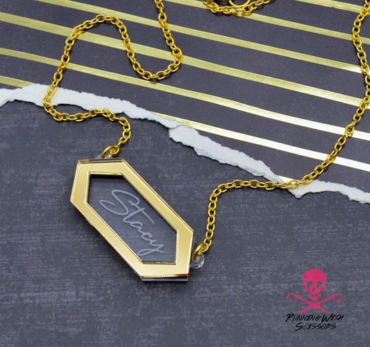 CUSTOM NAME Bar Necklace in Layered Laser Cut Acrylic