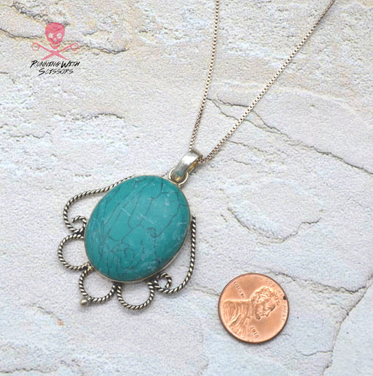 SALE Dazzling Turquoise Necklace 925 Sterling Silver