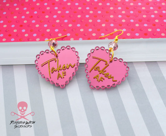 SALE TAKEN AF Laser Cut Acrylic Heart Dangle Earrings