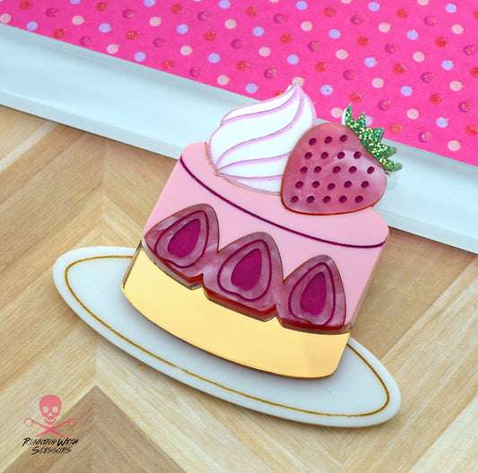 STRAWBERRY SHORTCAKE Laser Cut Acrylic Statement Brooch