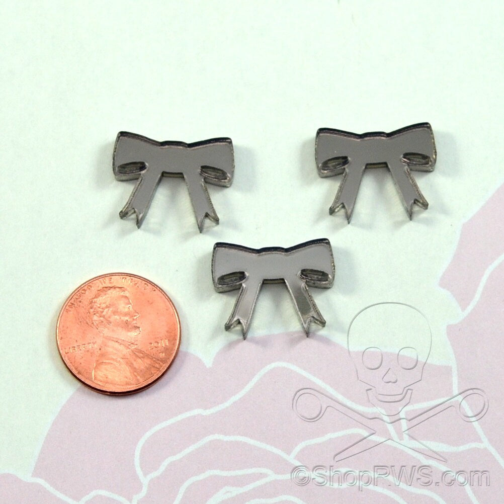 BRONZE MIRROR BOWS Set of 3 Cabochons in Laser Cut Acrylic