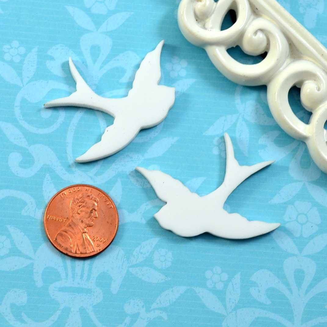 PURE WHITE SPARROWS 2 Pieces In Pure White Laser Cut Acrylic