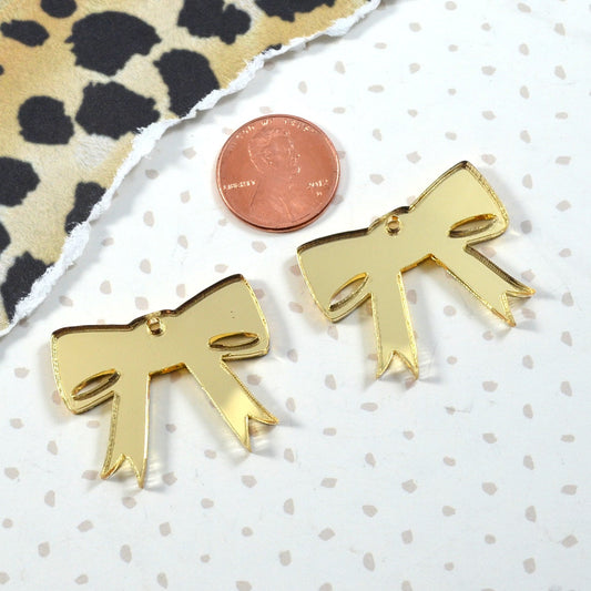 GOLD MIRROR BOWS - Set of 2 Charms in Laser Cut Acrylic