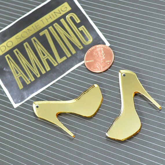 GOLD MIRROR HEELS - 2 Charms in Laser Cut Acrylic
