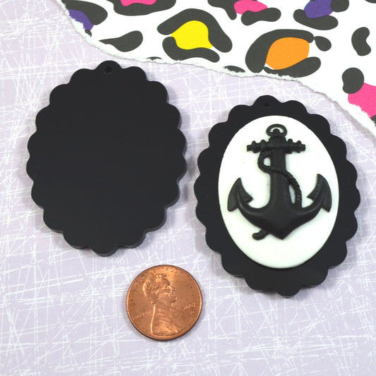 BLACK OVAL CAMEOS 30x40 mm Frame Settings Laser Cut Acrylic