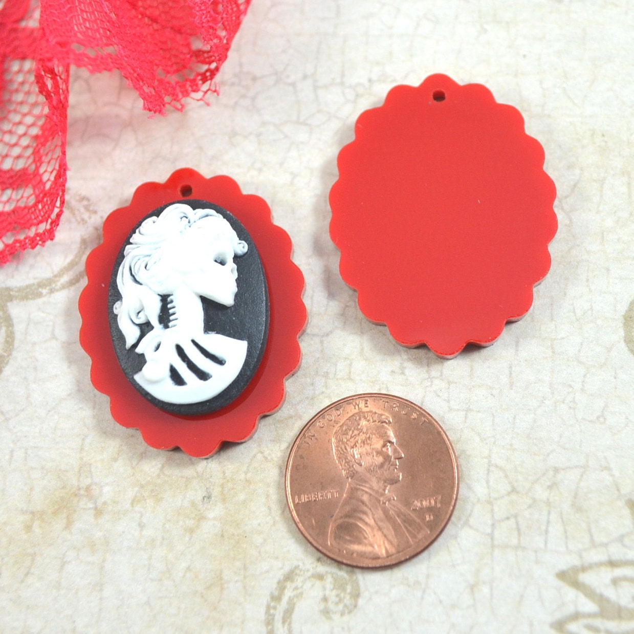 RED CAMEOS 18x25 mm Frame Settings Laser Cut Acrylic