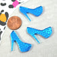 Blue Mirror Leopard Print Heel Cabochons 3 Pieces Laser Cut Acrylic