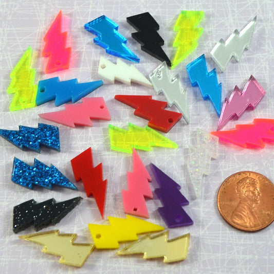 LIGHTNING BOLT LOT Set of 25 Charms or Cabs in Laser Cut Acrylic