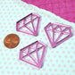 3 PINK MIRROR Diamond Cabs In Laser Cut Acrylic Cabochons