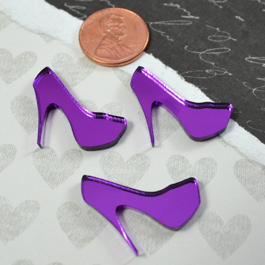 Purple Mirror Mini Heel Cabochons - 3 Pieces - Laser Cut Acrylic